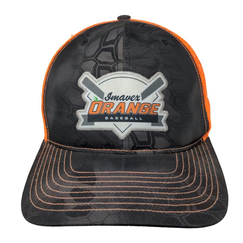 Richardson Men's Snapback Mesh Back Hat Black Orange Imavex Orange Baseball